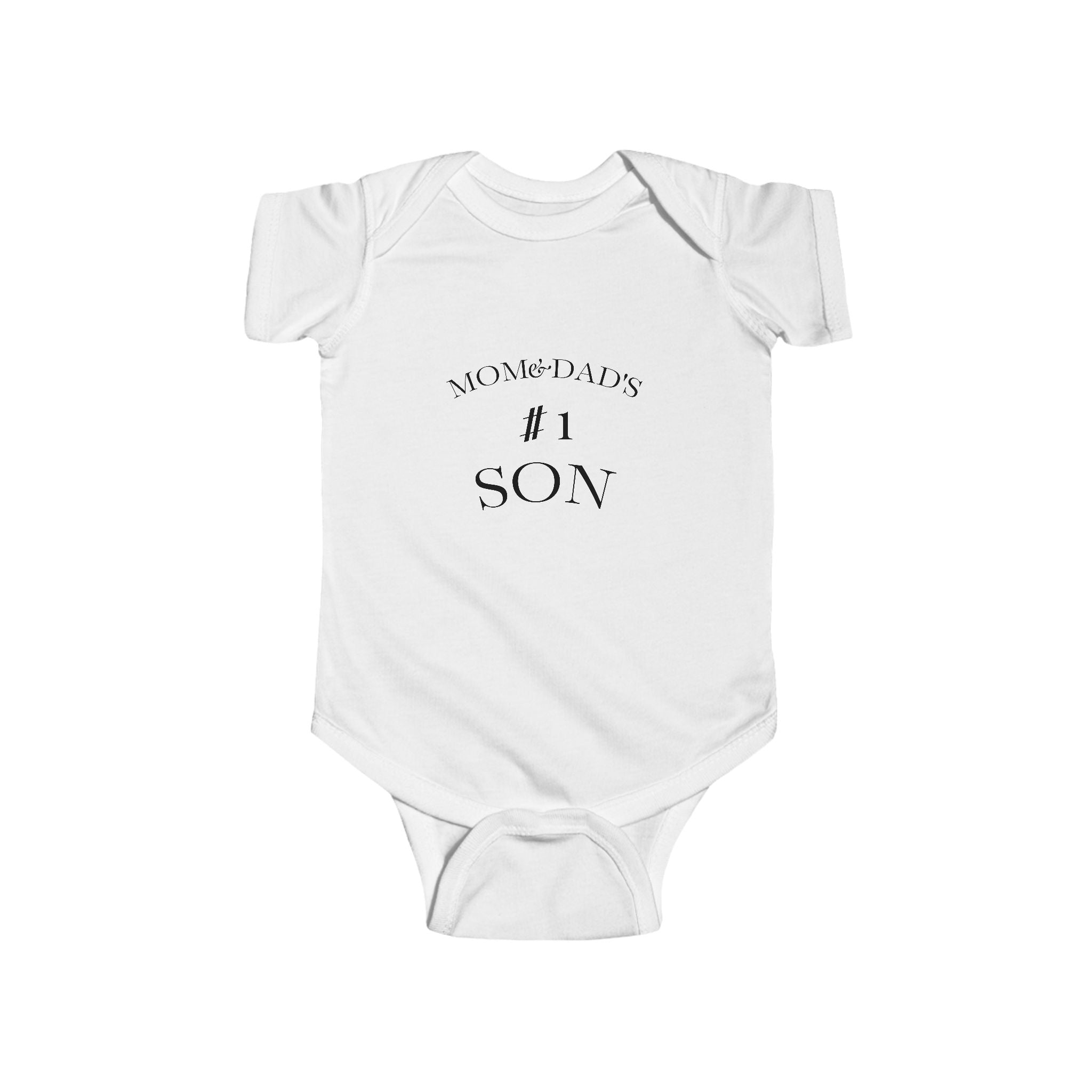 Infant Bodysuit — “Mom + Dad’s #1 Son” Soft Jersey Baby Onesie