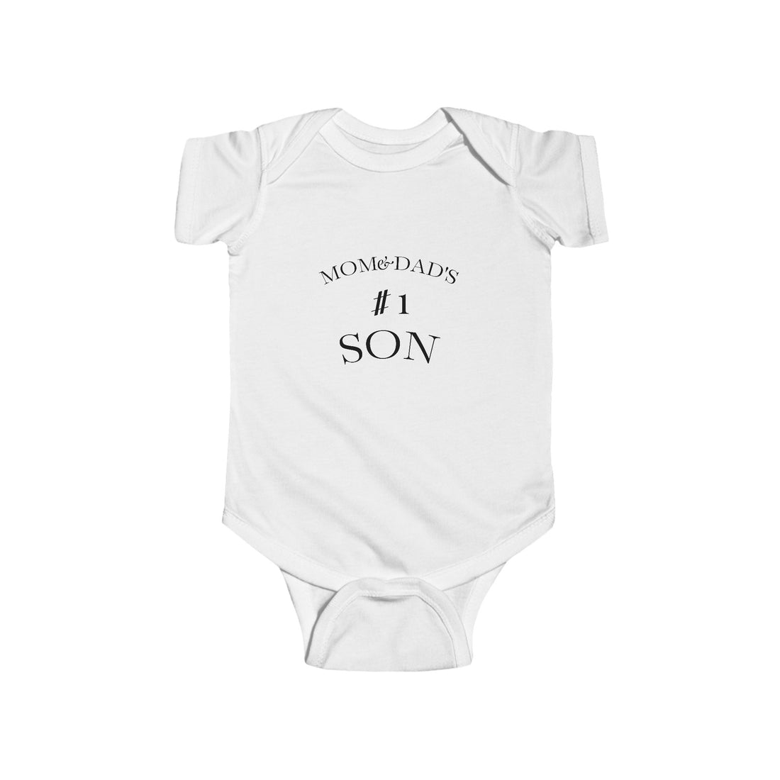 Infant Bodysuit — “Mom + Dad’s #1 Son” Soft Jersey Baby Onesie