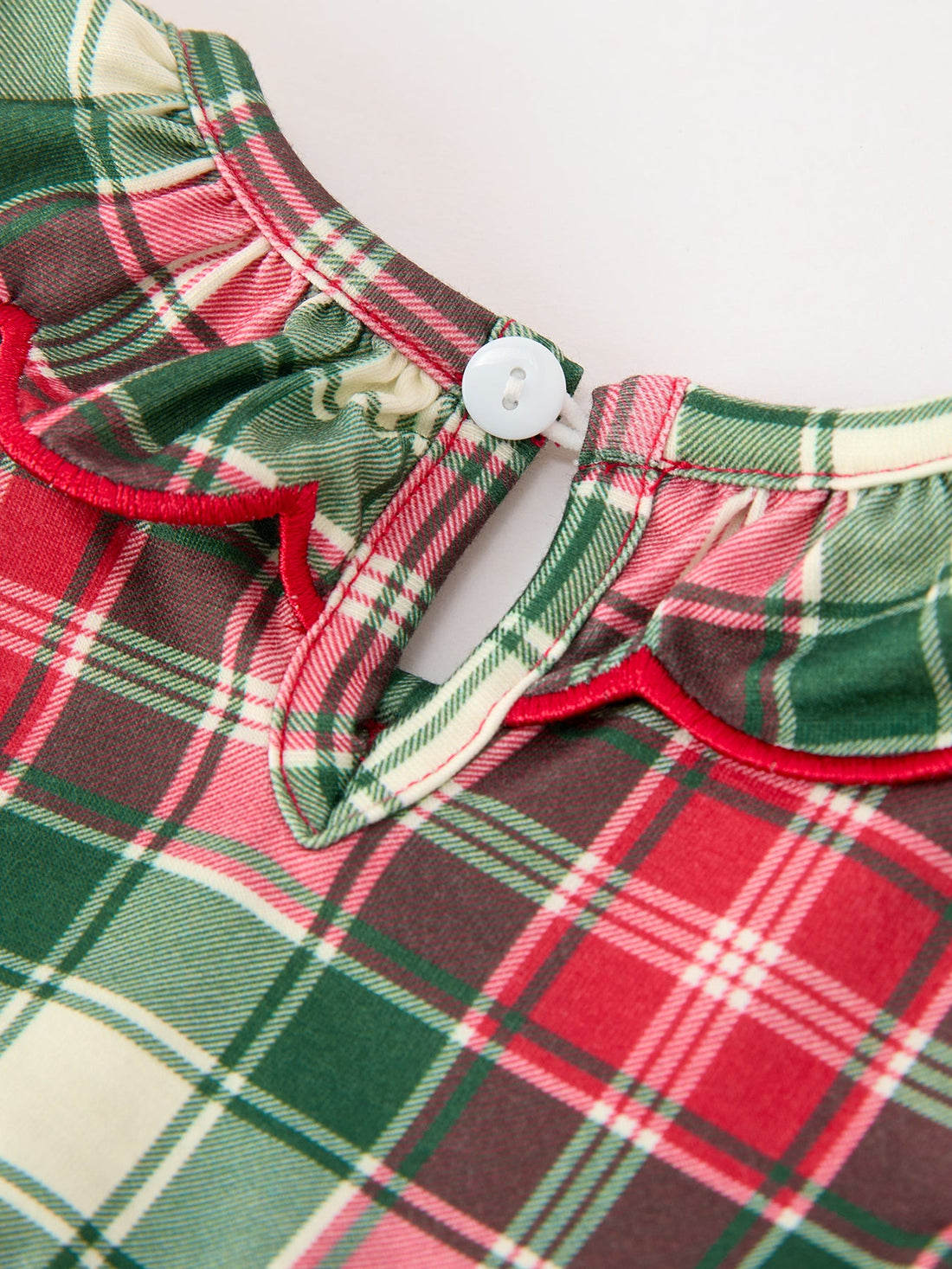 Christmas Girls Plaid Smocked Ruffle Collar Bloomer Set