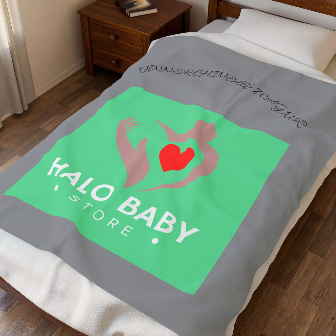 Velveteen Plush Blanket — Halo Baby Store Heart Logo Baby Shower Gift