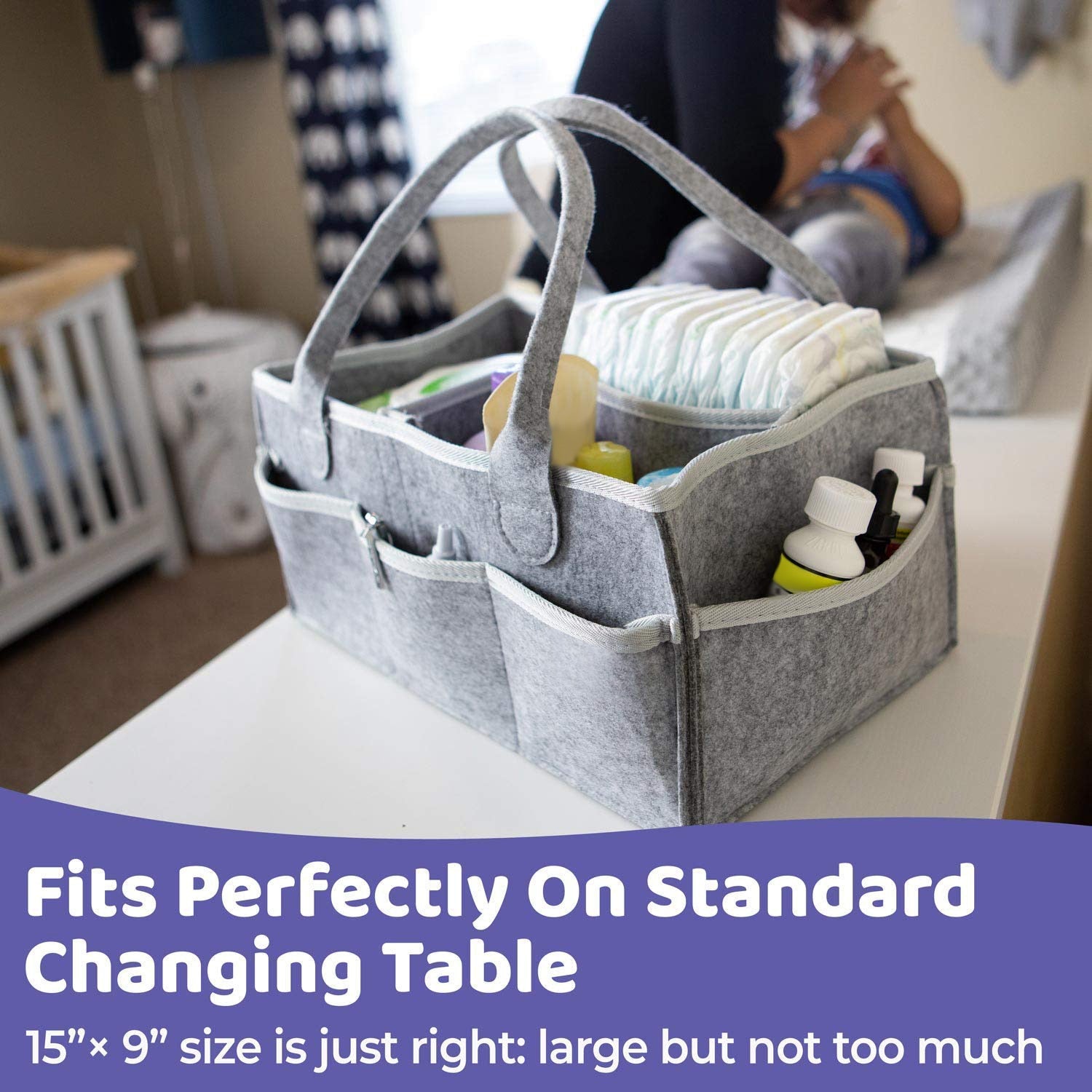 Baby Diaper Caddy Organizer Portable Nursery Storage Changing Table
