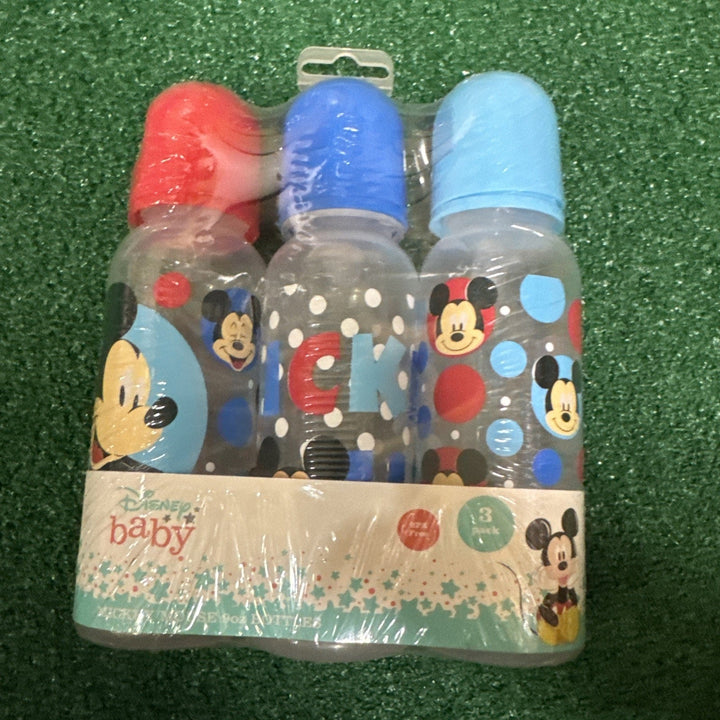 3 Disney Mickey Baby Bottles NIP Micky Mouse NOS