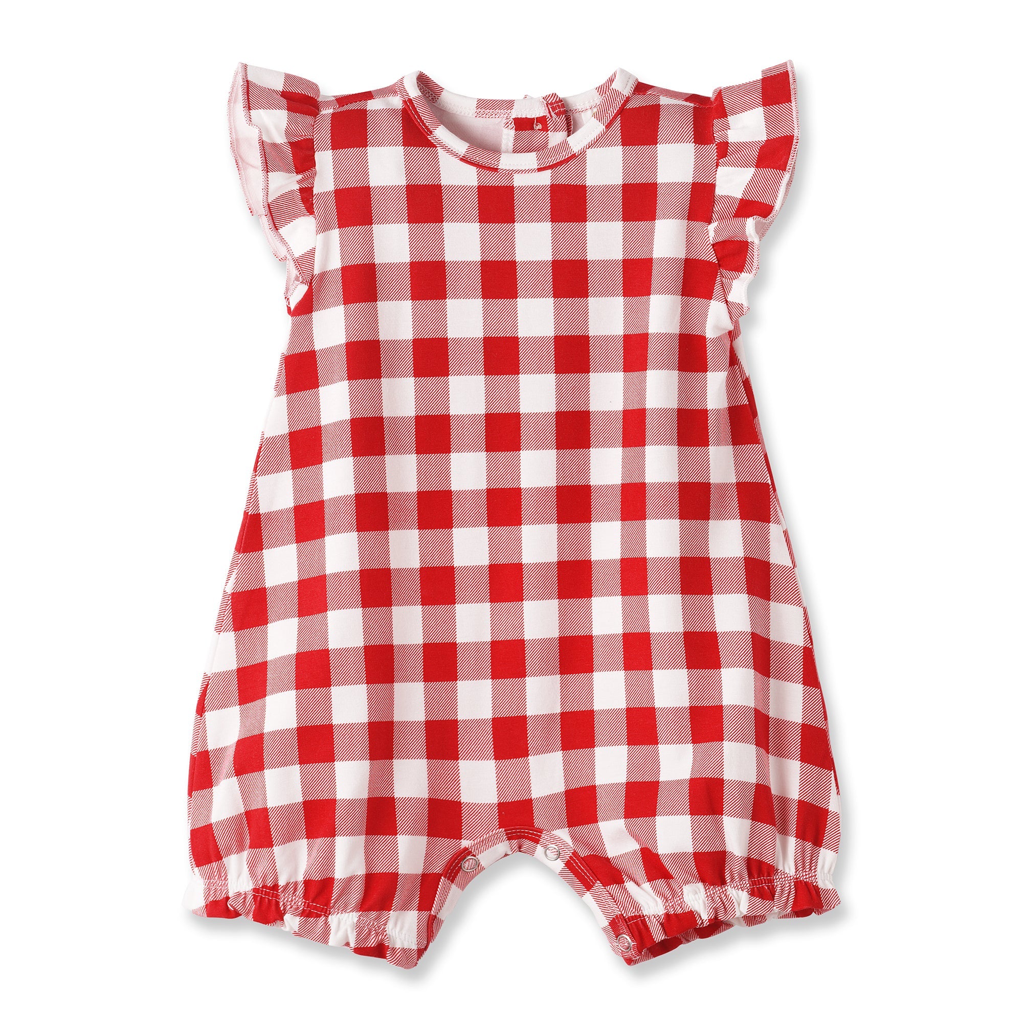 Picnic Plaid Soft Bamboo Bubble Romper for Baby Girls