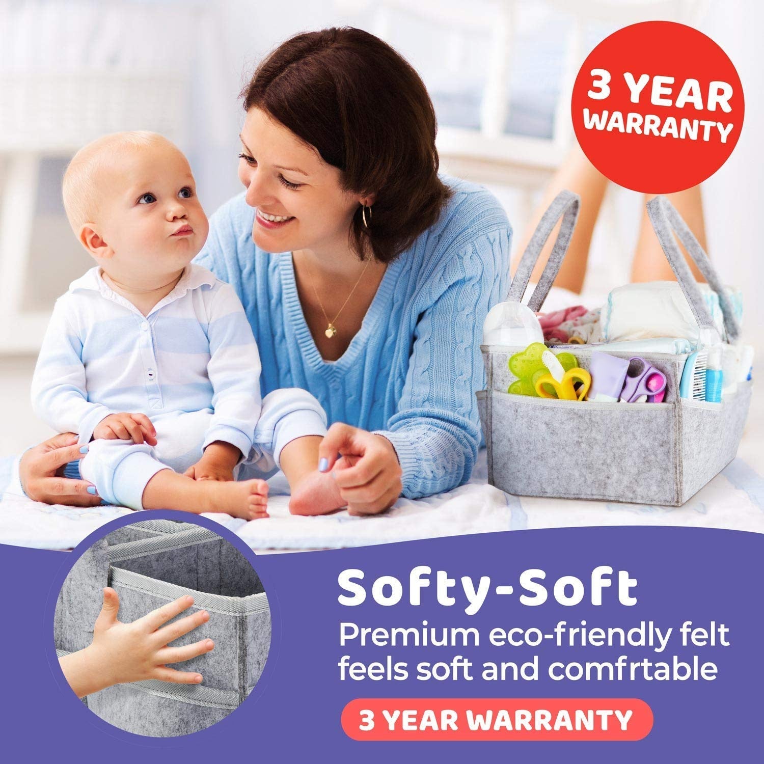 Baby Diaper Caddy Organizer Portable Nursery Storage Changing Table