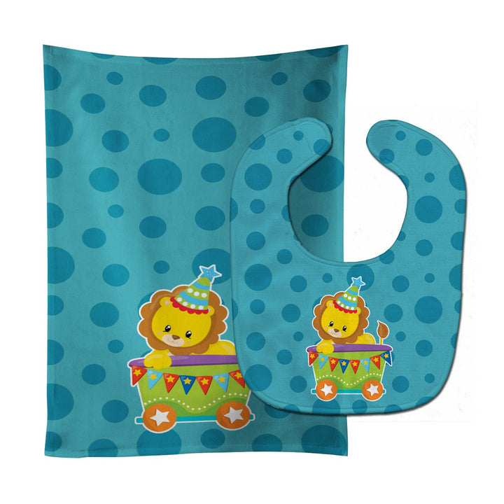 Circus Lion Train Car Baby Bib & Burp Cloth BB8707STBU
