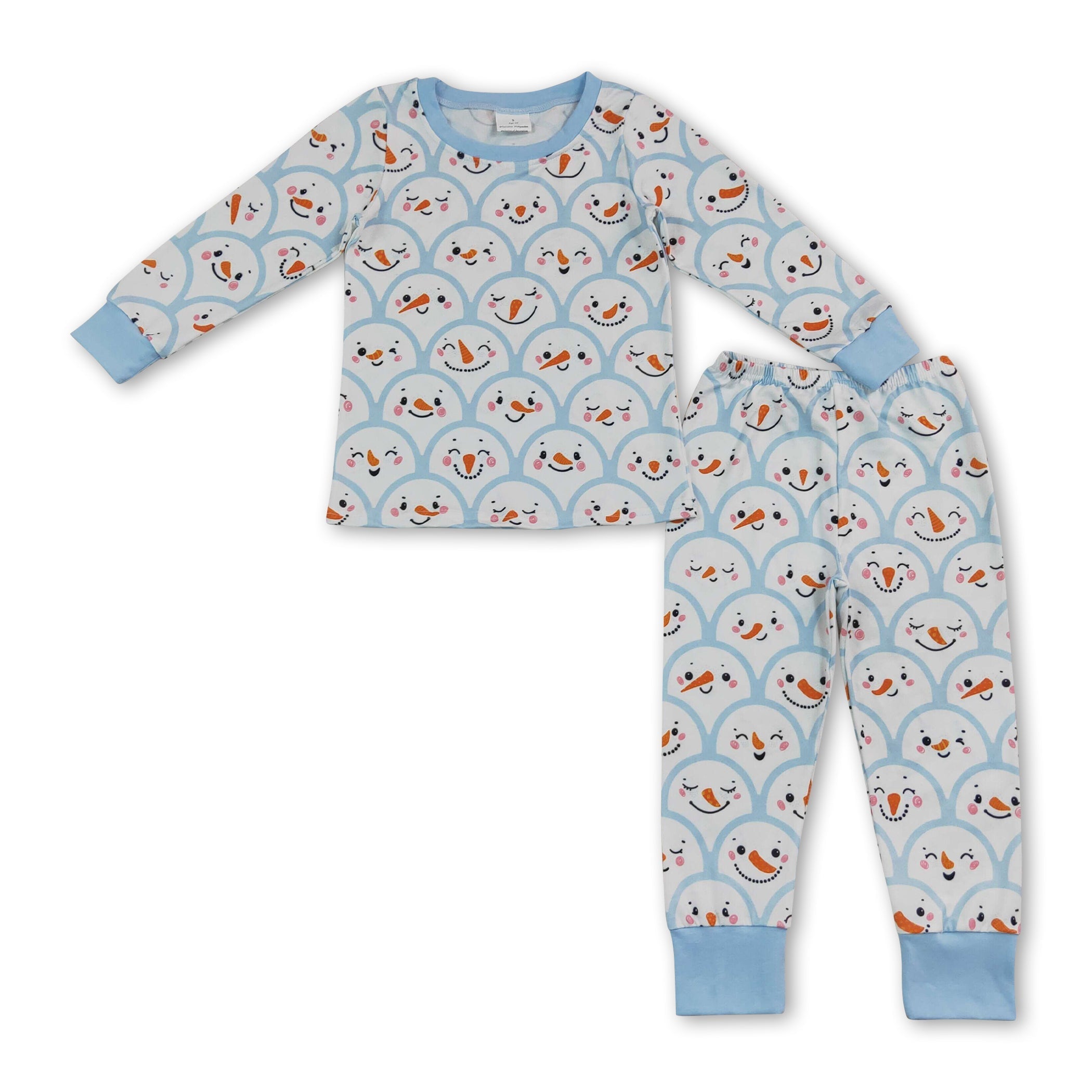 Long sleeves snowman top pants kids boys pajamas