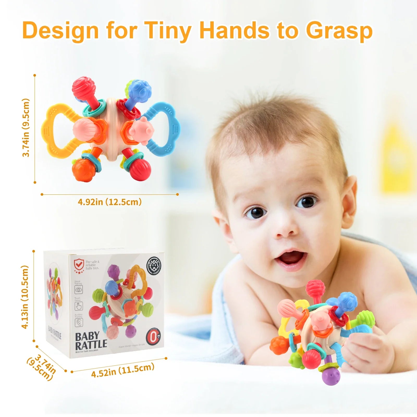 Baby Silicone Manhattan Ball – Soft Teether & Rattle Toy 0–12 Months