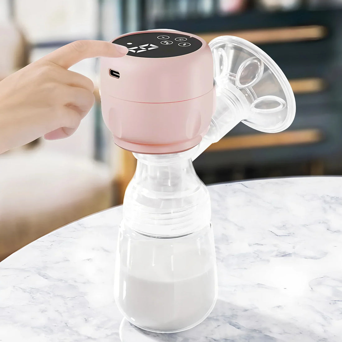 2-IN-1 Electric Breast Pump Portable Baby Nipple Bottle Smart Integrated Suction Breast Pump Milk Postpartum Fortable Breast