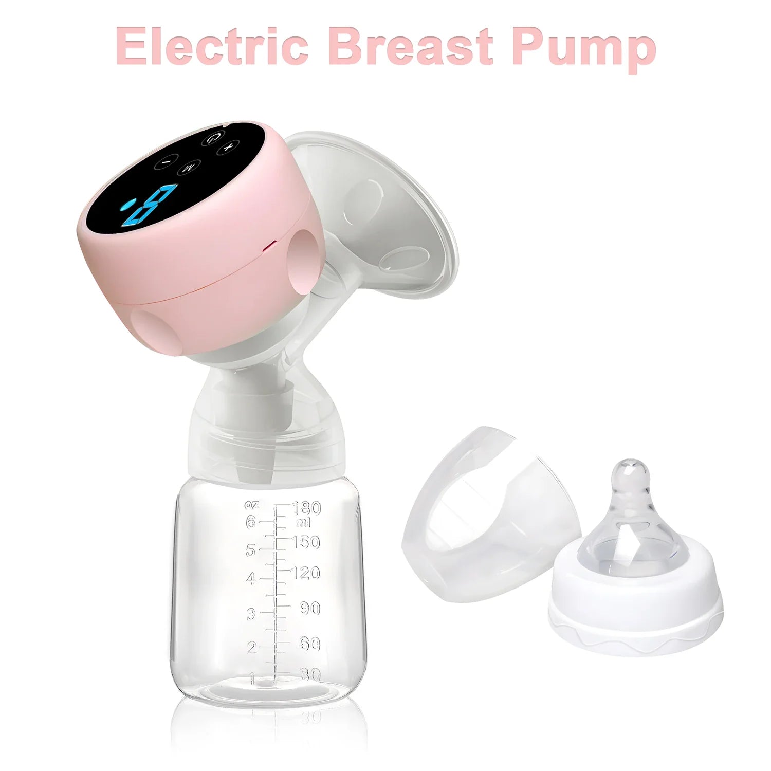 2-IN-1 Electric Breast Pump Portable Baby Nipple Bottle Smart Integrated Suction Breast Pump Milk Postpartum Fortable Breast