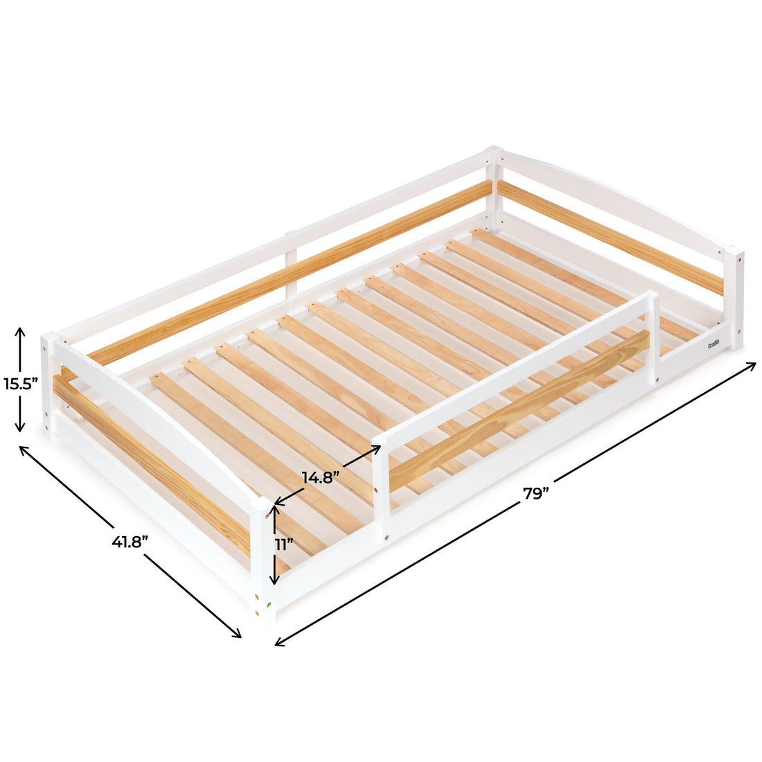Twin Size Montessori-Inspired Floor Bed with Safety Guardrails for Kids