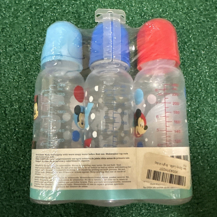 3 Disney Mickey Baby Bottles NIP Micky Mouse NOS