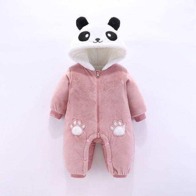 Winter Panda Baby Hoodie Jumpsuit | For Newborns - M# BAAA21110063